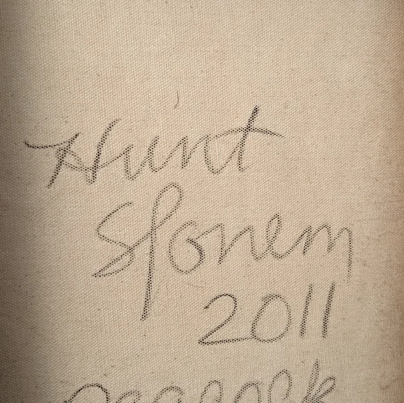 Oil on canvas peacock painting by Hunt Slonem. 11" x 14". Painted 2011. - Picture 13 of 15